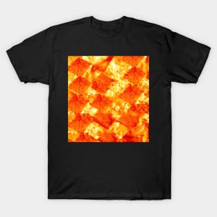 Abstract bright orange batik texture check board design T-Shirt